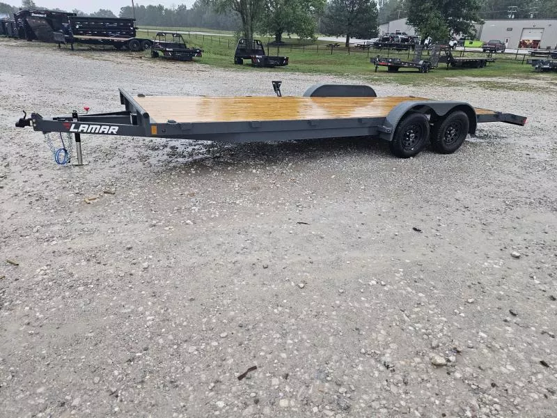 2026 Lamar 83X22 TANDEM 7K CAR HAULER W/2' STEEL DOVE REMOVABLE FENDERS & SLIDE OUT RAMPS