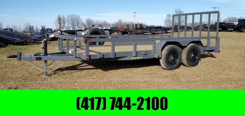 2021 4W 83X16 TANDEM 7K UTILITY W/TUBE RAILING SPRING GATE 7K JACK & 10PLY TIES 2021 4W 83X16 TANDEM 7K UTILITY W/TUBE RAILING SPRING GATE 7K JACK & 10PLY TIES