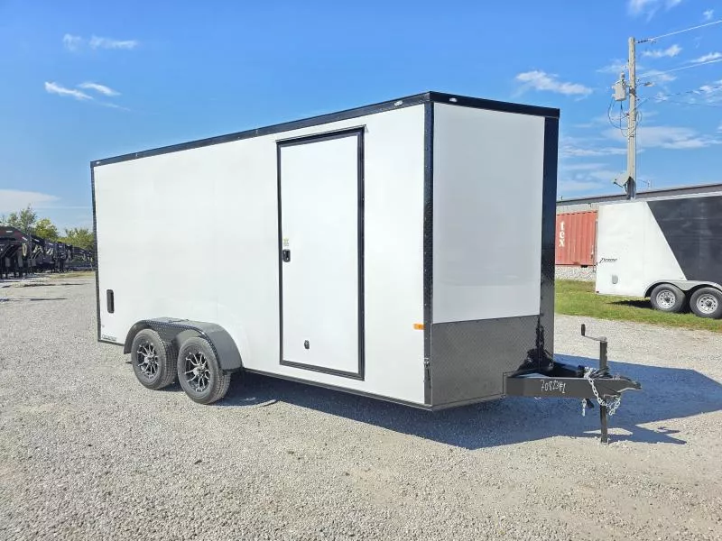 2026 Rock Solid 7X16 TANDEM 7K CARGO W/ RAMP DOOR/ .080 SCREWLESS/ BLACKOUT PKG/