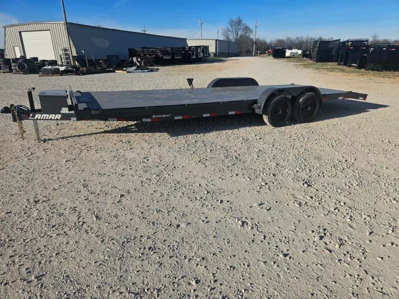 2026 Lamar 83X24 TANDEM 10K STEEL DECK CAR HAULER W/2FT DOVE SLIDEOUT RAMPS & TOOLBOX