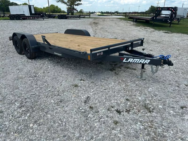 2025 Lamar 83x18 Tandem 7K Carhauler w/ 2' Dove & Slide In Ramps