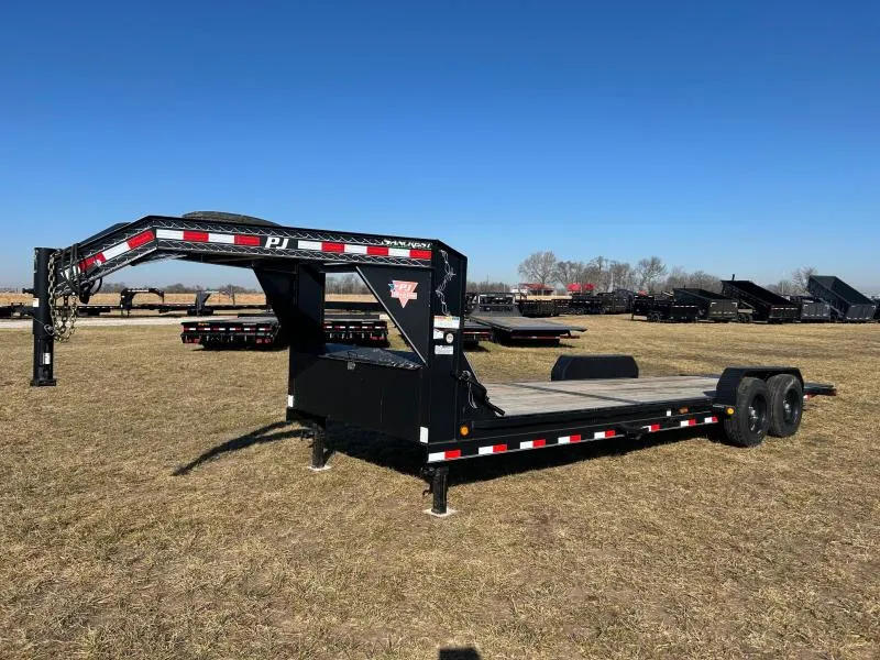 2020 PJ 83x24 Tandem 15.7K GN Gravity Tilt w/ 8' Stationary Deck & 17.5" Wheels