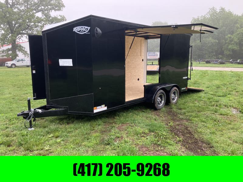 2023 Impact 7x16 Tandem 7K Cargo w/ UTV Escape Door & Rear Ramp Door