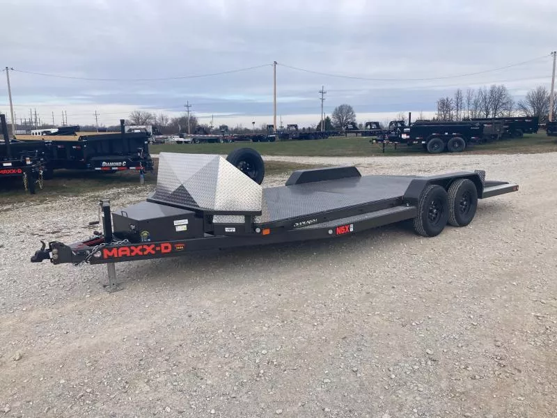 2025 MAXX-D 83X20 TANDEM 7K CARHAULER W/ STEEL FLOOR, ROCK SHIELD, TOOL BOX & SLIDE OUT RAMPS
