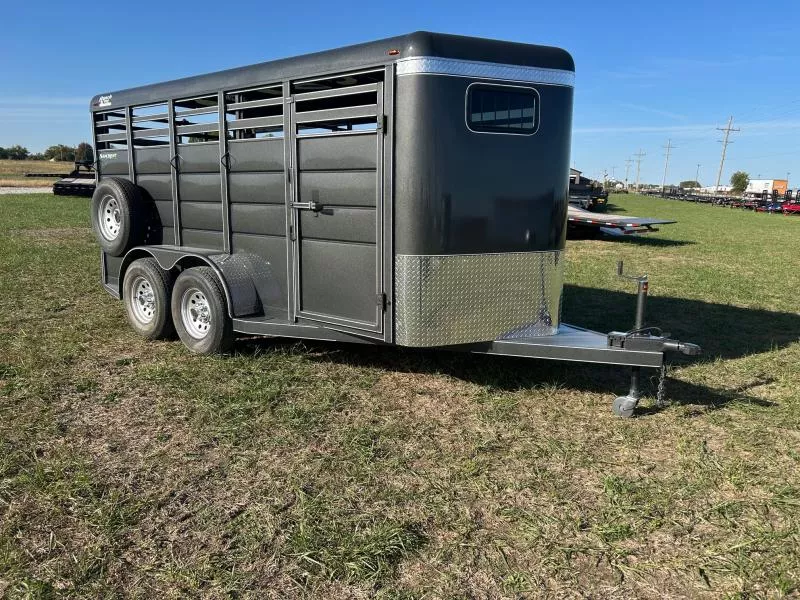 2026 Calico Ranch King 6'8x16 Tandem 12K Stock Trailer w/ Cut Gate & Swing/Slide Rear Gate