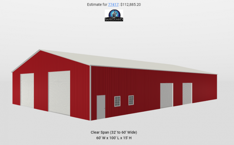 2021 Safeguard Metal Buildings 60'x100'x15' Commerical Metal Building 2021 Safeguard Metal Buildings 60'x100'x15' Commerical Metal Building