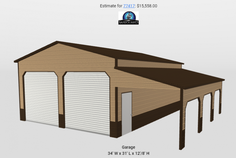 24 X 30 12 8 Two Car Garage With Lean To Storage Se Texas Area Dealer Mini Barns Garages Carportetal Buildings For At Texshed In Beasley Tx Car Garage With Lean To Storage, How To Build A Open Garage