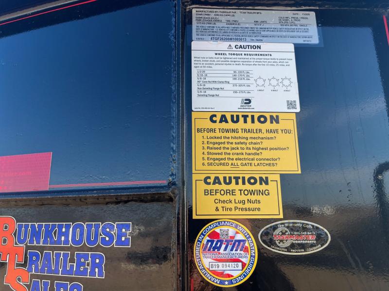 2021 Titan Trailers 26' Gooseneck Flatbed Trailer Bunkhouse Trailer