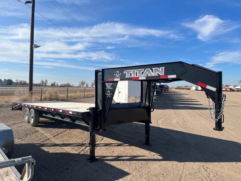 2021 Titan Trailers 26' Gooseneck Flatbed Trailer Bunkhouse Trailer