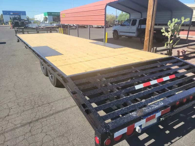 2025 PJ Trailers 30x102x8" I-Beam Tandem Axle 14K GVWR Deckover, Slide In Ramps Equipment Trailer