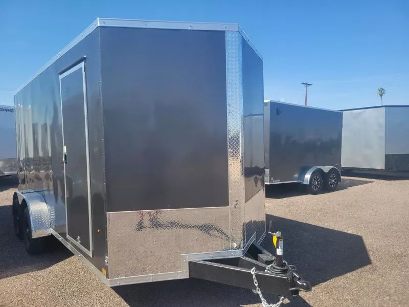 2026 Compass 16X7 Jasper SE Flat Top Sloped V-Nose, 10K, D-Ring, Charcoal, RD Cargo / Enclosed Trailer