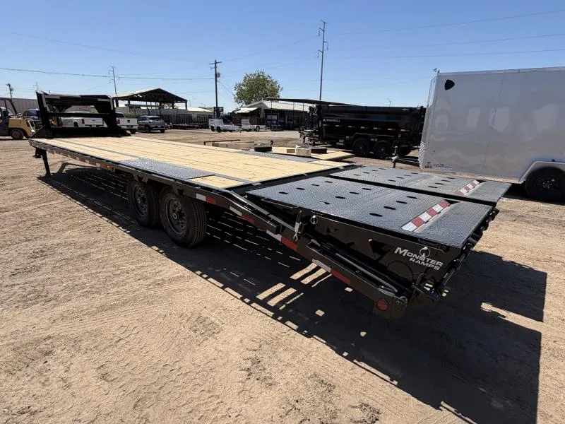 2026 PJ Trailers 30x102 Gooseneck Flat Deck with Singles, 15,680 GVWR, Monster Ramps Other Trailer