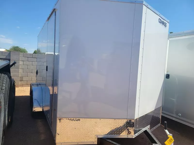 2026 Compass 14X7 Indigo DLX Flat Top V-Nose, 7K, 6" Extra Height, White, RD Cargo / Enclosed Trailer