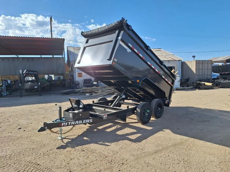 2026 PJ Trailers 12x72 Tandem Axle, 10K GVWR, Utility Dump, Tarp Kit, Extra D-Rings48" Sides Dump Trailer