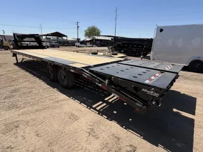 2026 PJ Trailers 30x102 Gooseneck Flat Deck with Singles, 15,680 GVWR, Monster Ramps Other Trailer