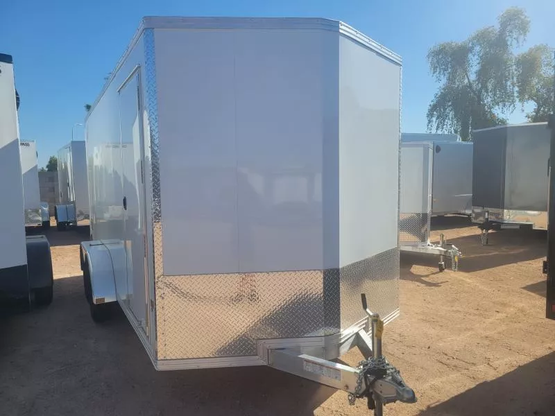 2026 ALCOM 16X7 XLT-P ALL ALUMINUM, 7K GVWR, 6" Extra Height, Black Wheels, White, RD Cargo / Enclosed Trailer