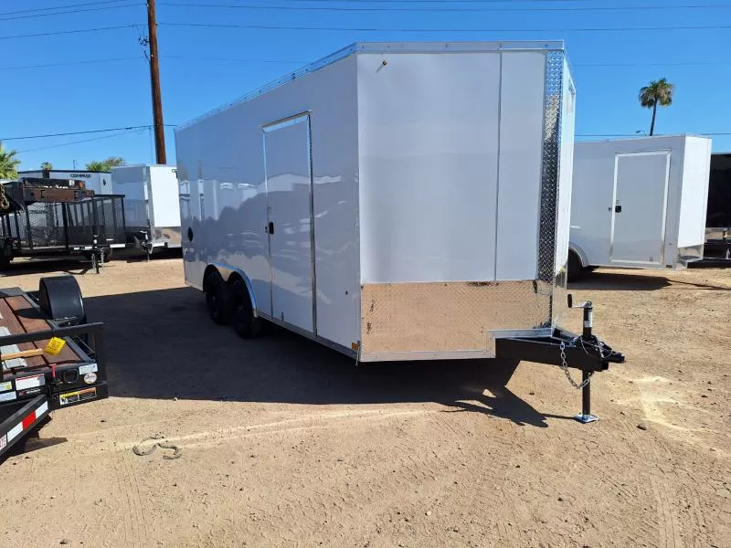 2026 Compass 16X8.5 Jasper SE Flat Top Sloped V-Nose, White, RD Cargo / Enclosed Trailer