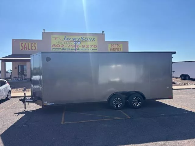 2025 Compass 20X8.5 Jasper SE Flat Top Sloped V-Nose Car Hauler, 10K, LED Dome Light, Black Rubber Flooring, White Vinyl Walls, Black Aluminum Wheels, Charcoal/Black Trim, RD Cargo / Enclosed Trailer