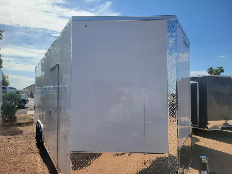 2026 Compass 20X8.5 Jasper SE Flat Top Sloped V-Nose Car Hauler 14K, White, 6in Extra Height, RD Cargo / Enclosed Trailer