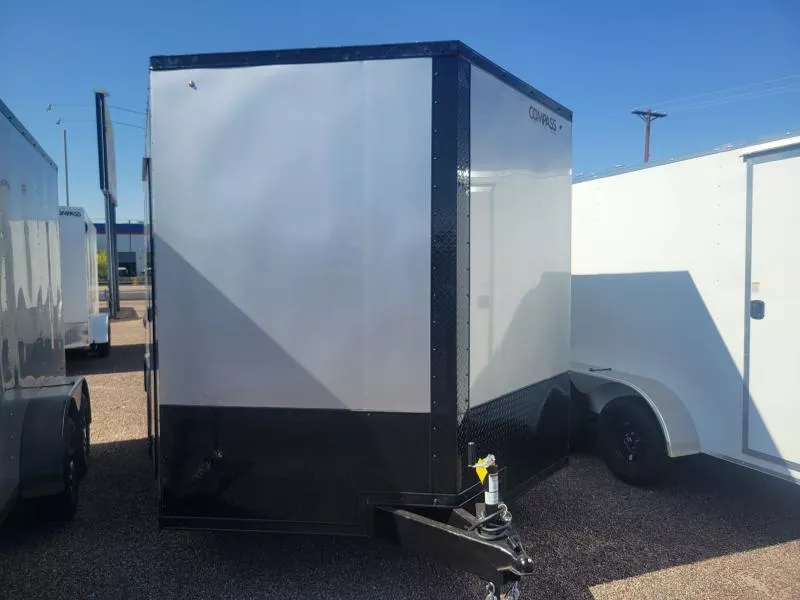 2026 Compass 16X8.5 Jasper SE Flat Top Sloped V-Nose, 7K, Black Aluminum Wheel, Black Aluminum Wheels, Silver/Black Trim, RD Cargo / Enclosed Trailer