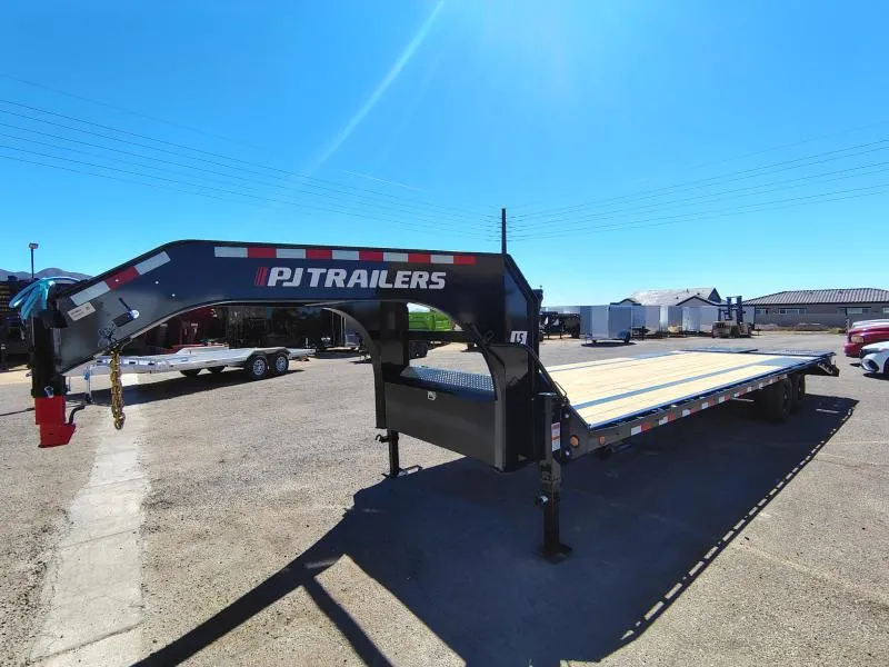 2026 PJ Trailers 30' Gooseneck Low-Pro Flatdeck with Singles, 15,680 GVWR, Monster Ramps Other Trailer