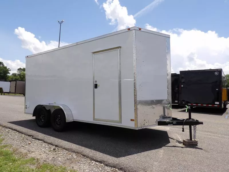 2025 All World Trailers 7x16 35K White Cargo / Enclosed Trailer