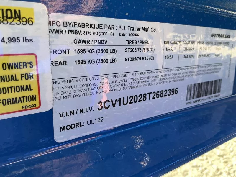 2026 PJ Trailers UL 83" X 16' Utility 7K Utility Trailer