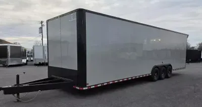2026 NationCraft Trailers New 8.5x32 - Triple Torsion Axle - Dove Gray / BlackOut .080 PolyCore Ext 