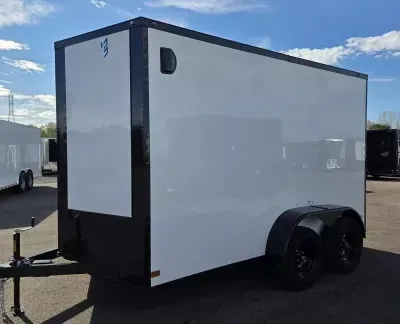 2026 NationCraft Trailers New 7x12 - White/BlackOut Screwless .080 PolyCore Ext - 7' Int Ht Enclosed