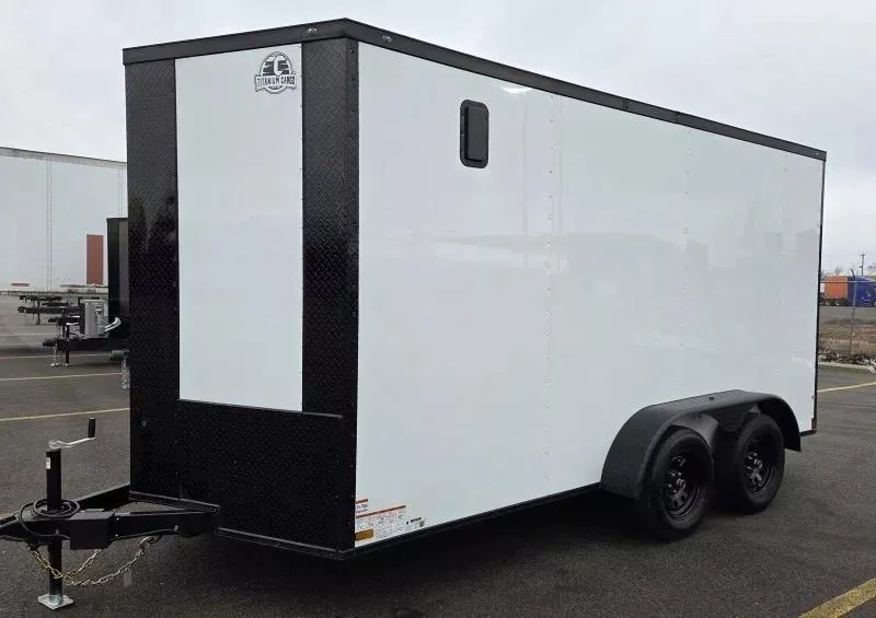 2026 Titanium 7x14 - White/BlackOut .080 Polycore Ext - 7' Int Ht - Cargo / Enclosed Trailer