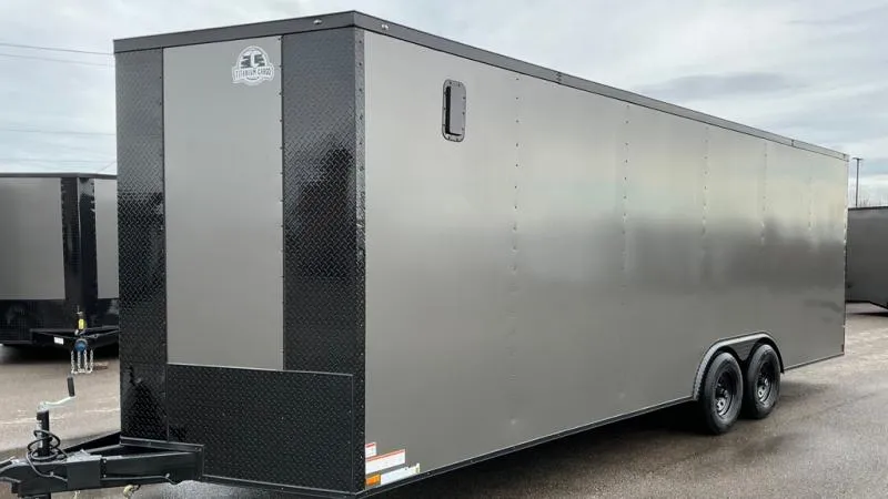 2026 Titanium -New 8.5x24-Gray/BlackOut .080 PolyCore-5200# Axles-7' Int Ht-Car Hauler/Enclosed T
