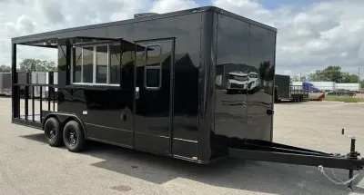 2026 Quality Cargo -New 8.5x22 - Porch Concession Trailer - Hood Vent - Sinks - A/C - Electric (14'+