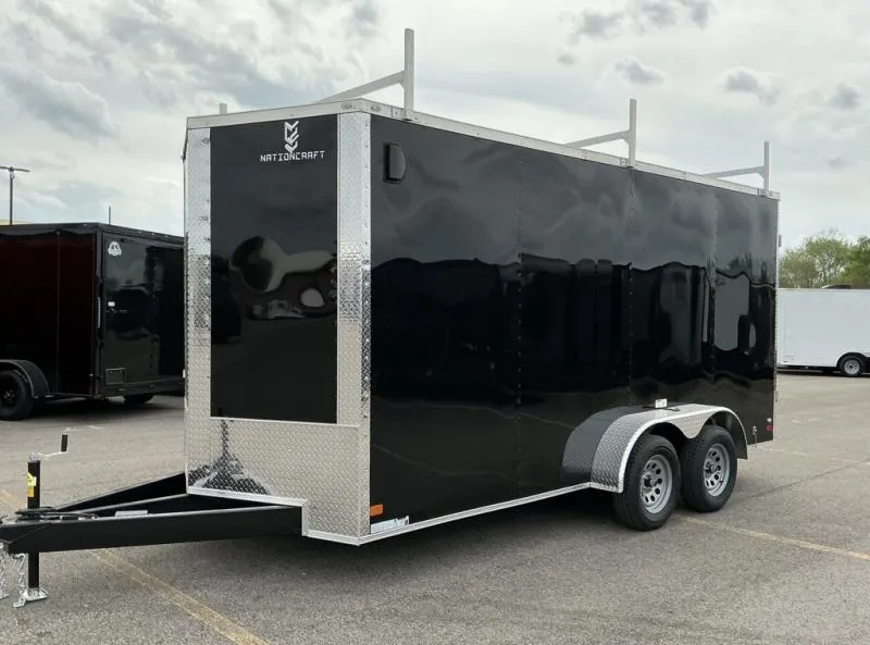 2026 NationCraft Trailers -New Contractor 7x16 -Barn Door - Ladder Racks -.080 PolyCore Ext-7' Int H