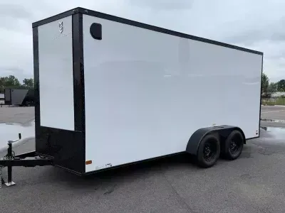 2026 NationCraft Trailers 7x16 - White/BlackOut Screwless .080 PolyCore Ext - 7' Int Ht - Cargo / En