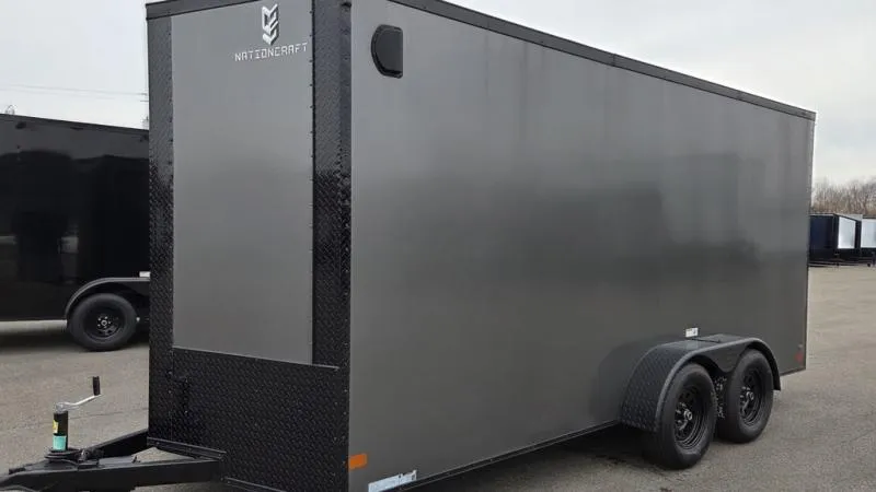 2026 NationCraft Trailers New 7x16 - Gray/BlackOut Screwless .080 PolyCore Ext - 7' Int Ht - Carg