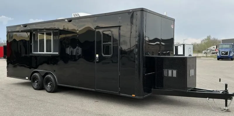 2026 Quality Cargo - New - 8.5x24 - BlackOut Premier Concession Trailer - Hood Vent - Sinks - A/C-El