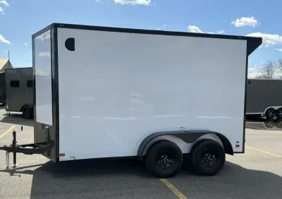 2026 NationCraft Trailers -New 7x12 - Wing - White/BlackOut .080 Polycore Ext - 7' Int Ht - Cargo /