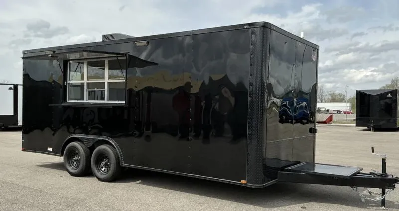 2026 Quality Cargo - New - 8.5x20 - BlackOut Premier Concession Trailer - Hood Vent - Sinks - A/C-El