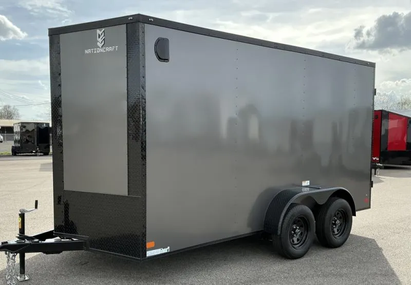 2026 NationCraft Trailers -New 7x14 -Barn Door - Gray/BlackOut .080 PolyCore Ext -7' Int Ht - Car