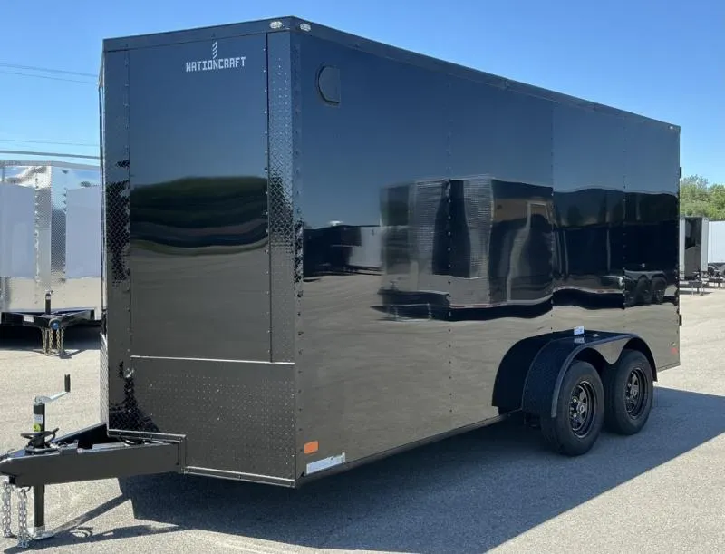 2026 NationCraft Trailers -New 7x16 - Barn Door - Black / BlackOut .080 Polycore Ext-7' Int Ht-Ca