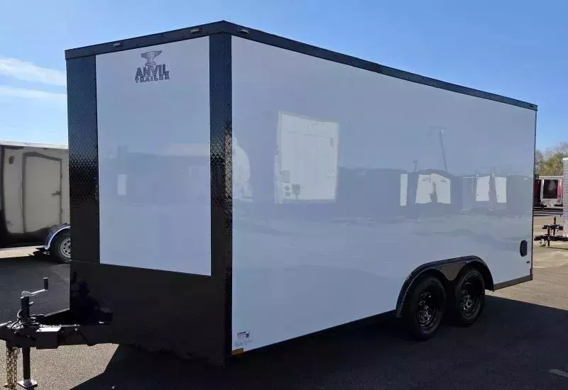 2026 Anvil Pre-Owned - 8.5x16 - White/BlackOut .080 Polycor Ext - 7' Int Ht - Enclosed Trailer / 