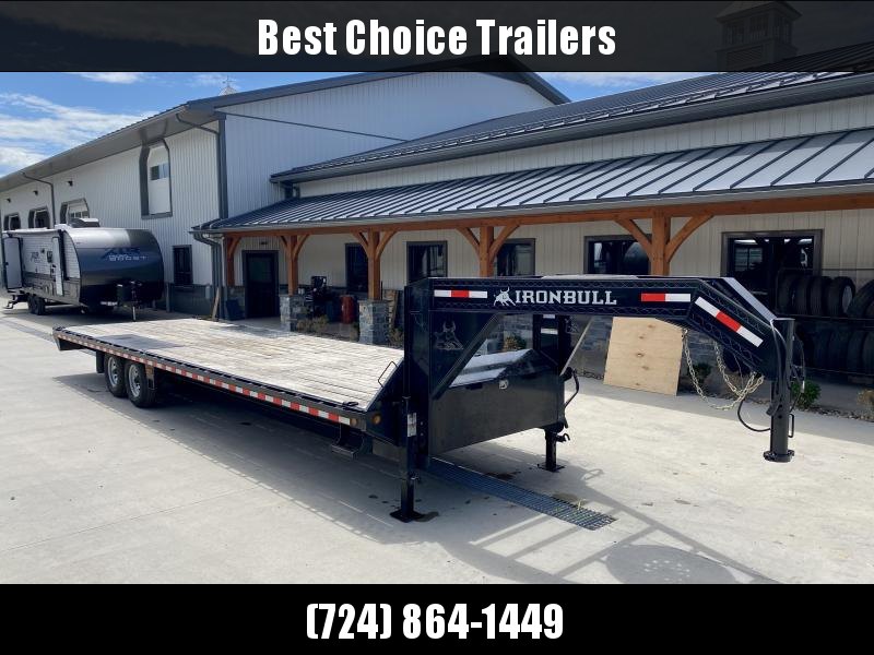 USED 2022 Ironbull 102x30' Gooseneck Deckover 14000# GVW * SLIDE IN RAMPS/STRAIGHT DECK * 10" I-BEAM FRAME * RUBRAIL/STAKE POCKETS/PIPE SPOOLS/D-RINGS * DUAL JACKS * FULL TOOLBOX * TUBE SIDE RAIL * DEXTER'S * SPARE TIRE USED 2022 Ironbull 102x30' Gooseneck Deckover 14000# GVW * SLIDE IN RAMPS/STRAIGHT DECK * 10" I-BEAM FRAME * RUBRAIL/STAKE POCKETS/PIPE SPOOLS/D-RINGS * DUAL JACKS * FULL TOOLBOX * TUBE SIDE RAIL * DEXTER'S * SPARE TIRE