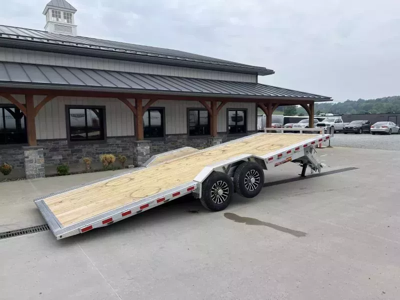 2026 H&H 102x22' Aluminum Power Tilt Car Hauler Trailer 14000# GVW * 102" DECK OUTRIGGERS * HD WELD ON FENDERS * POWER TILT * ALUMINUM TOOLBOX * 8" CHANNEL FRAME * ALUMINUM WHEELS * 12K DROP JACK * ADJUSTABLE COUPLER * INTEGRATED TAIL LIGHTS