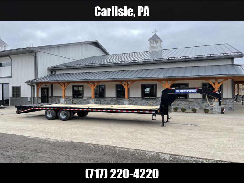 2025 Sure-Trac 102x30' Gooseneck Beavertail Deckover Trailer 22500# GVW * FULL WIDTH RAMPS * DEXTER AXLES * 12" I-BEAM * PIERCED FRAME * RUBRAIL/STAKE POCKETS/PIPE SPOOLS/10 D-RINGS * CROSS TRAC BRACING * HD BEAVERTAIL 1750184076