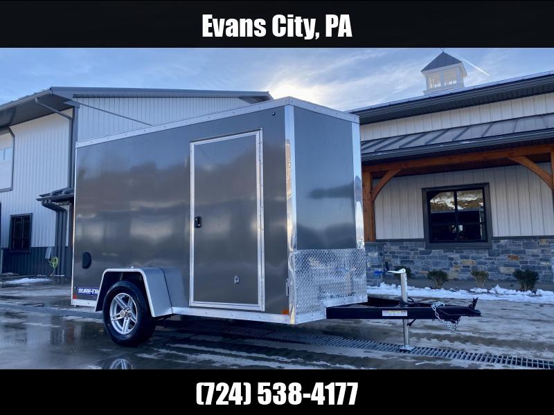 2025 Sure-Trac 6x10' Pro Series Enclosed Cargo Trailer 2990# GVW * CHARCOAL EXTERIOR * V-NOSE * RAMP * .030 SCREWLESS EXTERIOR * ALUMINUM WHEELS * 1 PC ROOF * 4" TUBE FRAME * 16" O.C. WALLS * TUBE STUDS * CEILING LINER * RV DOOR 1750184022