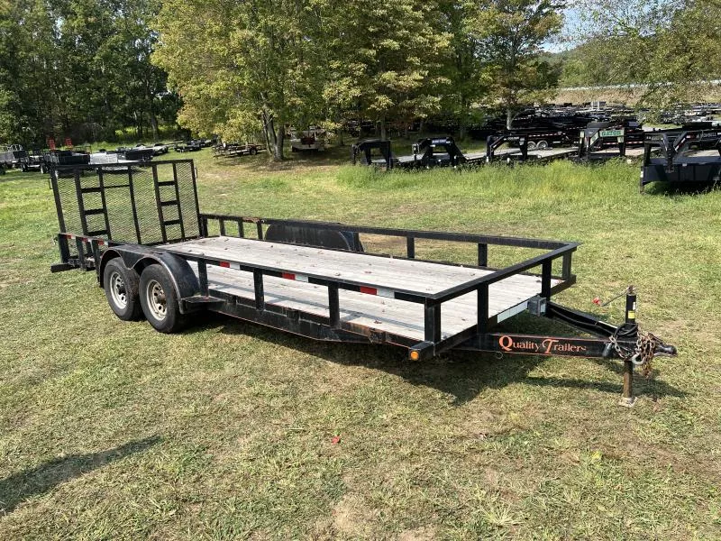 USED Quality Trailers 7X20 9990 GVW Utility Trailer * HEAVY DUTY SPRING ASSIST GATE * STAKE POCKETS * 