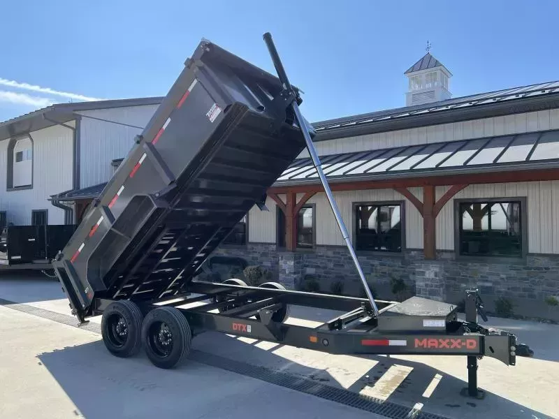 2026 MAXXD 7x14' DTX Dump Trailer 16000# GVW * 8000# AXLES * 3' HIGH SIDES * 144" 11-TON TELESCOPIC HOIST * 8"/15# I-BEAM FRAME * 10GA WALLS & 7GA FLOOR * 12" O.C. CROSSMEMBERS * WIRELESS REMOTE * HD TOP RAIL * TARP * JACKSTANDS