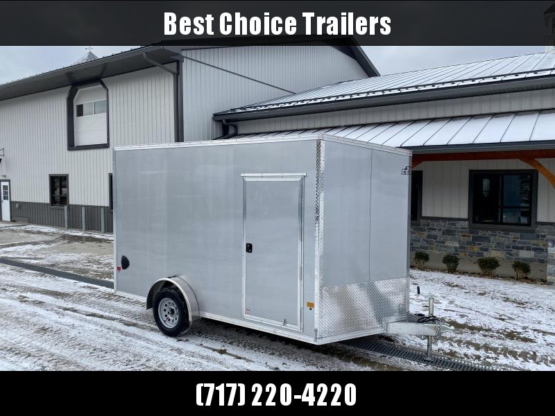 2022 EZ Hauler 7.5x12' Aluminum Enclosed Cargo Trailer 2990# GVW * ELEC BRAKES * SILVER * SLANT V-NOSE * 7' INTERIOR HEIGHT * ALUMINUM FRAME * RAMP DOOR * 16" O/C WALLS * 1 PC ROOF * SCREWLESS * ALUMINUM WHEELS 2022 EZ Hauler 7.5x12' Aluminum Enclosed Cargo Trailer 2990# GVW * ELEC BRAKES * SILVER * SLANT V-NOSE * 7' INTERIOR HEIGHT * ALUMINUM FRAME * RAMP DOOR * 16" O/C WALLS * 1 PC ROOF * SCREWLESS * ALUMINUM WHEELS