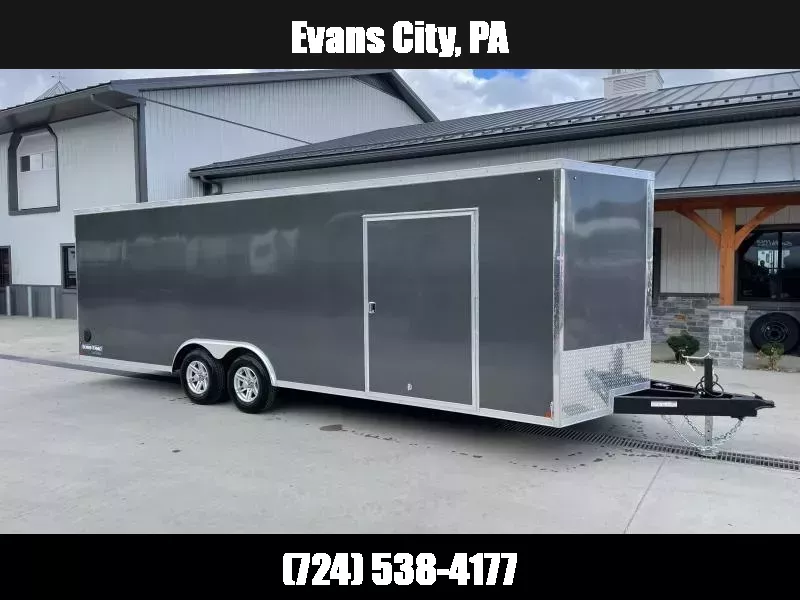 2026 Sure-Trac 8.5x24' Pro Series Enclosed Car Hauler Trailer 9900# GVW * CHARCOAL EXTERIOR * V-NOSE * 5200# AXLES * .030 SCREWLESS EXTERIOR * ALUMINUM WHEELS * 1 PC ROOF * 6" FRAME * 16" O.C. C/M * TUBE STUDS * 48" RV DOOR * 7K DROP JACK 1762973452