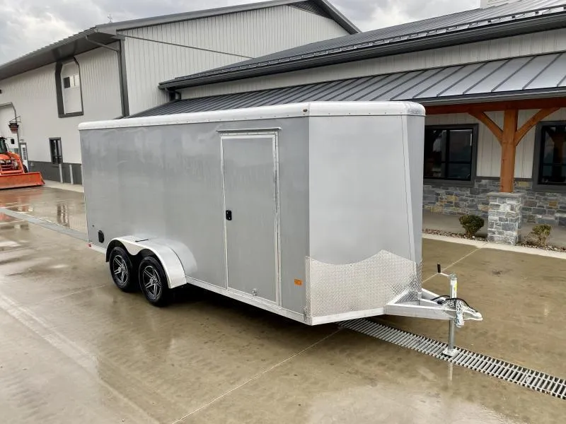 2026 Neo 7x14 NAV Aluminum Enclosed Cargo Trailer * FLAT TOP * RAMP DOOR * CABLELESS RAMP DOOR * CHARCOAL EXTERIOR * ALUMINUM WHEELS * SCREWLESS EXTERIOR * WHITE VINYL WALLS